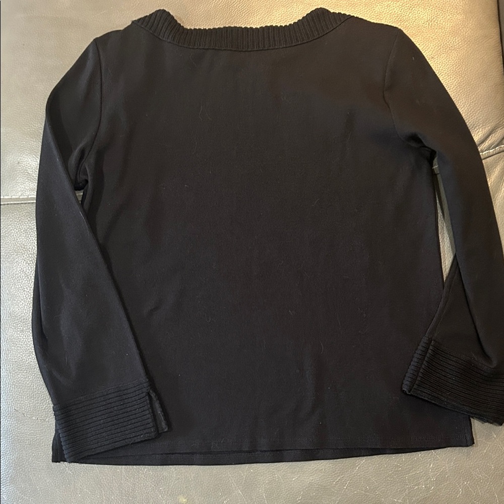 Rafaella Black Sweater with Lace-Up Shoulder Detail, size M. EUC - Picture 4 of 6